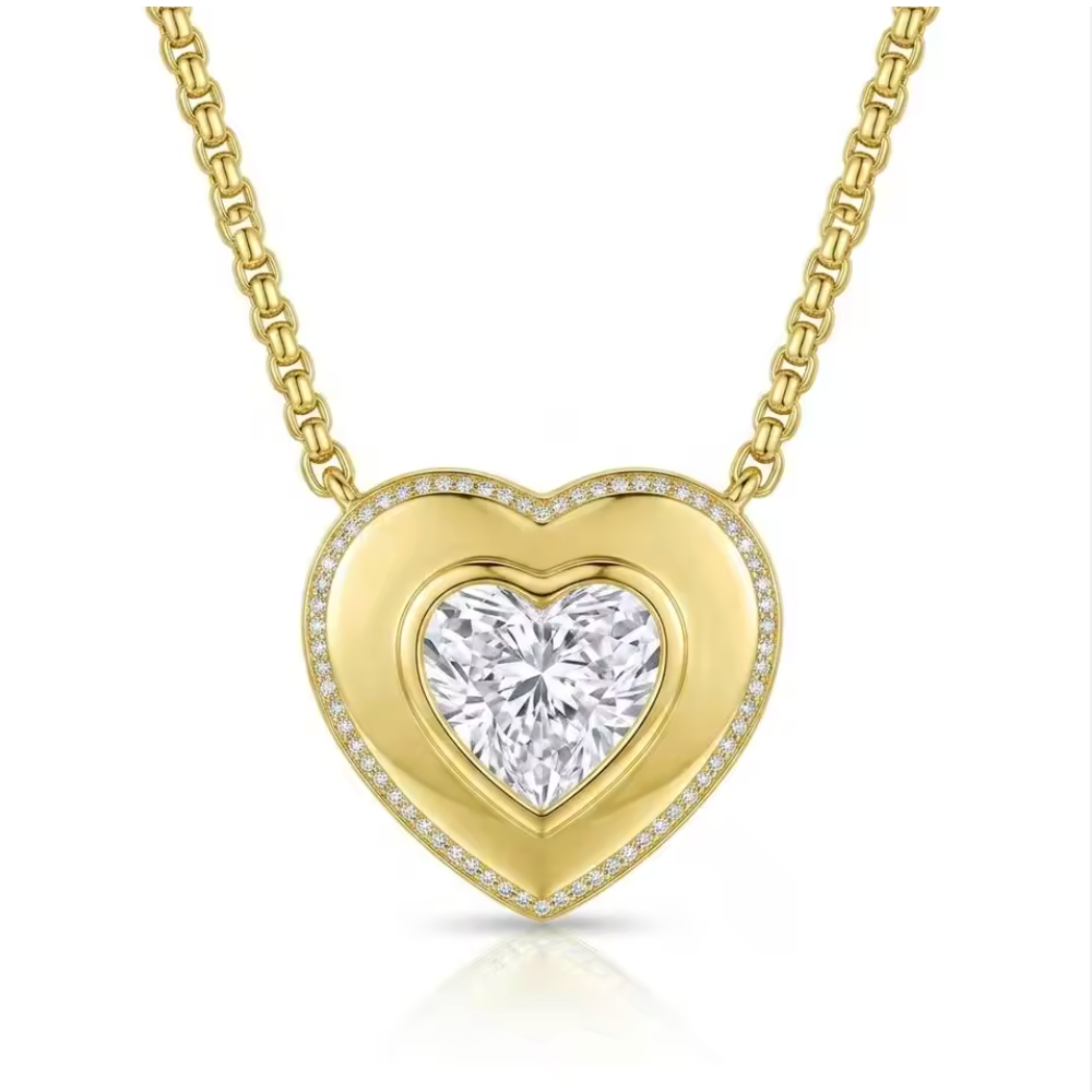 Heart Solitaire Necklace with Brilliant Heart-Cut Zirconia